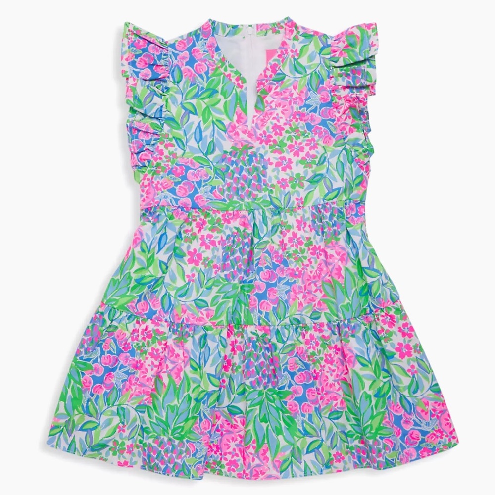 Lilly Pulitzer Kids Dress in Pink and Green Floral